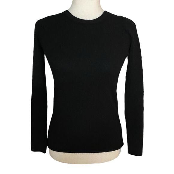 J Crew Cashmere Sweater Womens XS Black Preppy Boho Witchy Soft Neutral - Picture 1 of 11